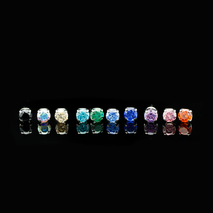 Prong Set CZ Threadless End - Titanium