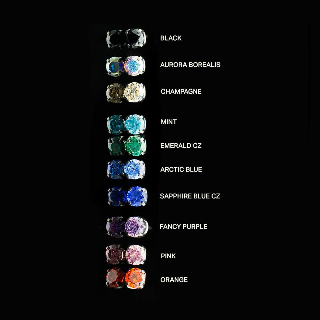 Prong Set CZ Threadless End - Titanium