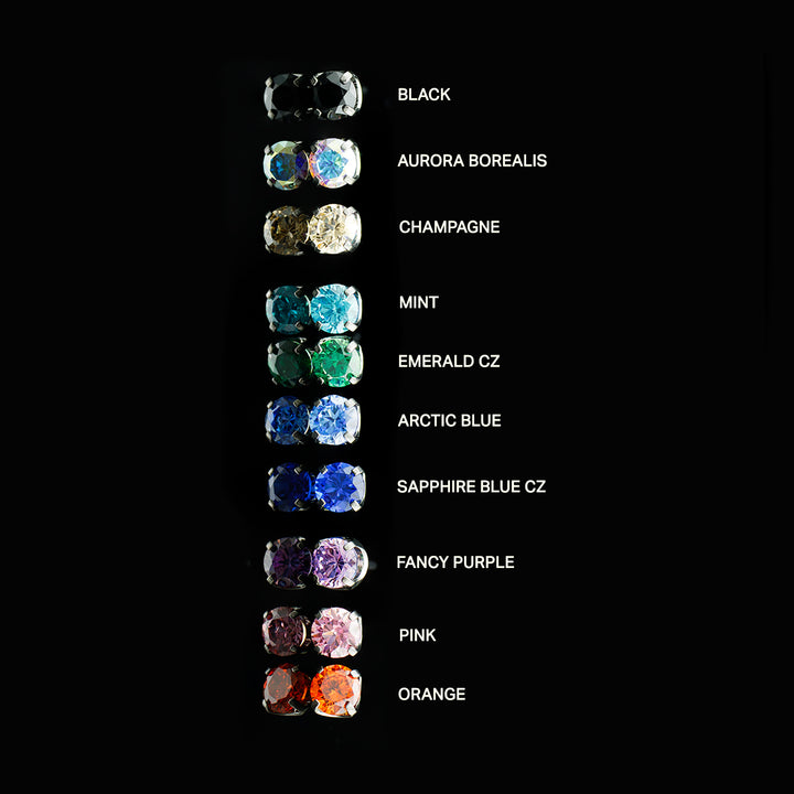 Prong Set CZ Threadless End - Titanium