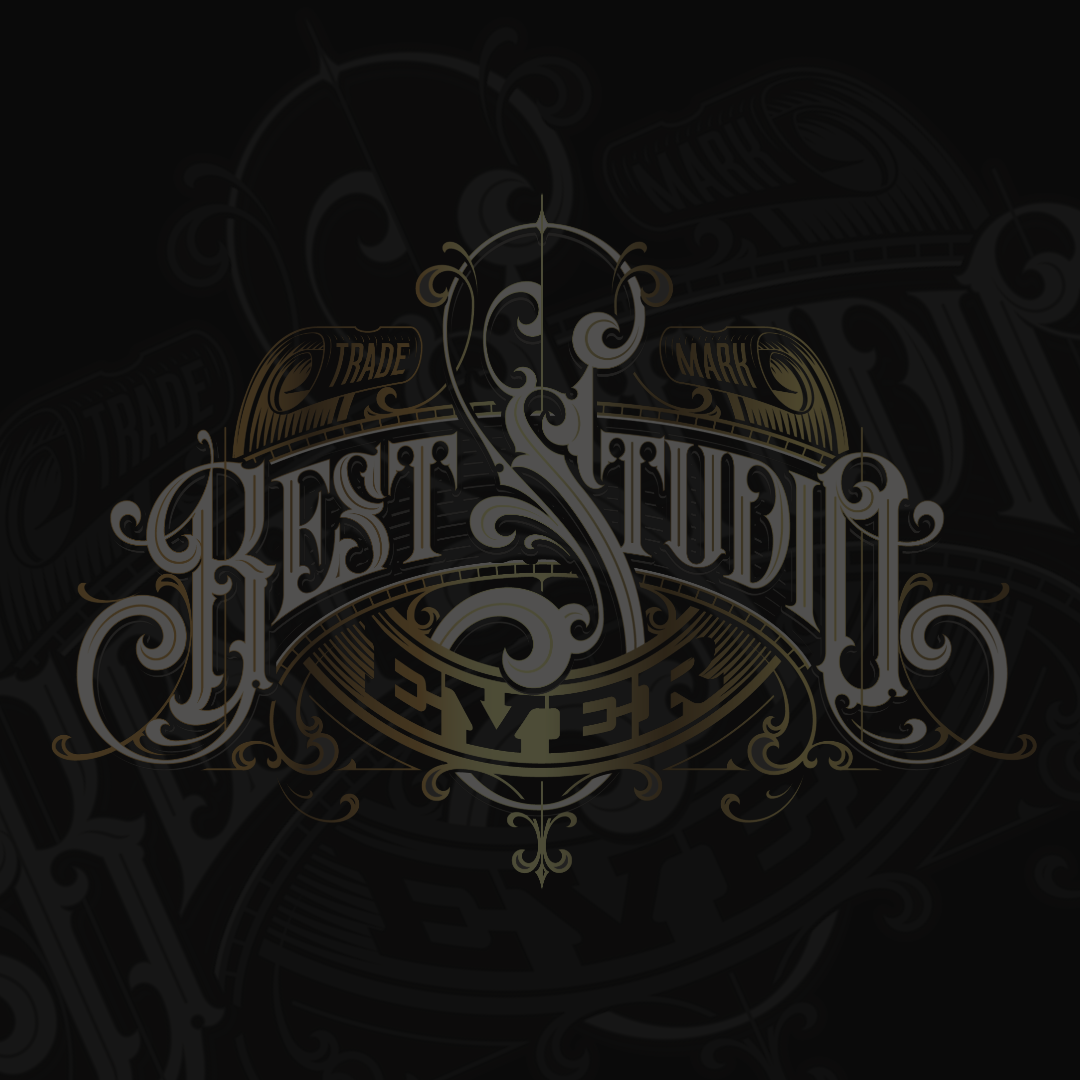 Best Studio Ever logo. White and gold on black background