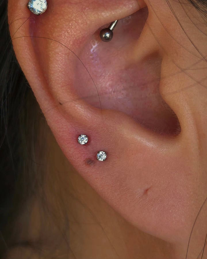 Prong Set CZ Threadless End - Titanium