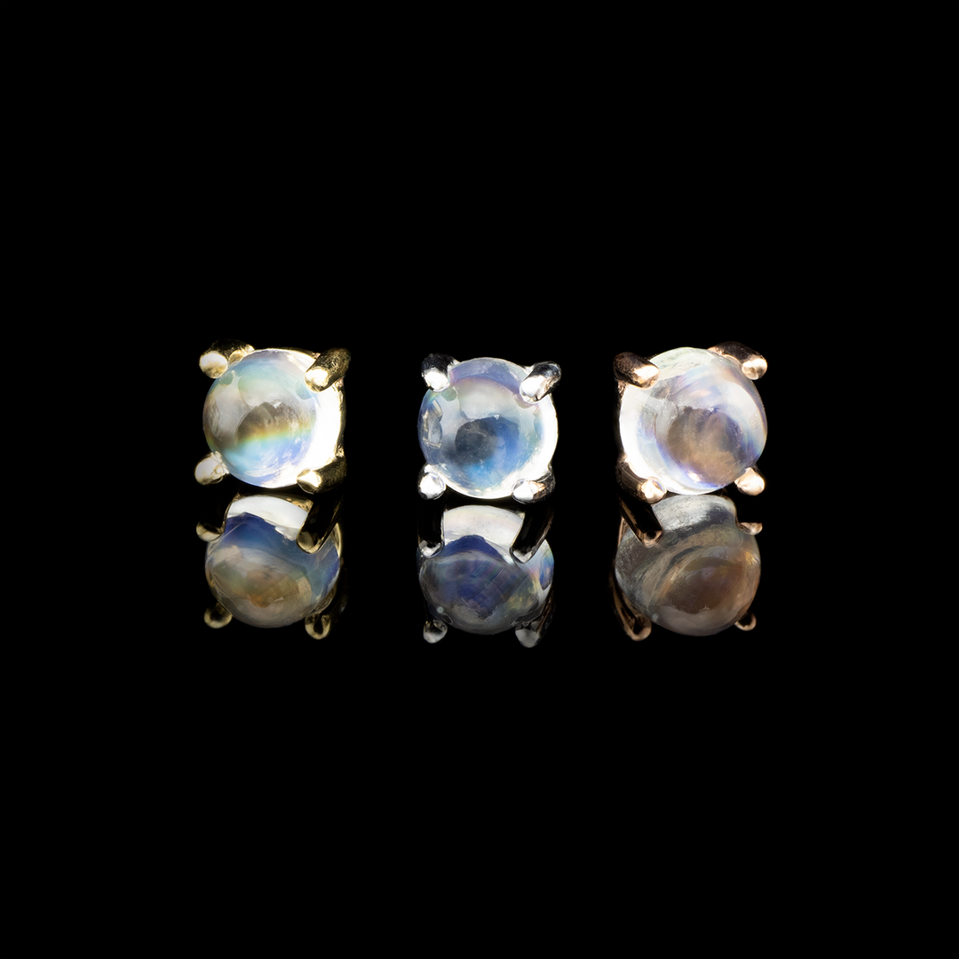 Rainbow Moonstone Prong Threadless End