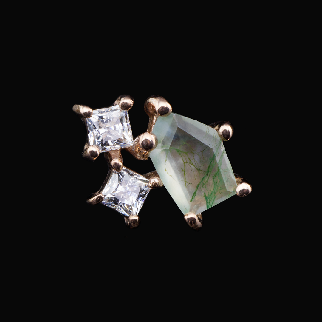 Lyra Threadless End - Moss Agate