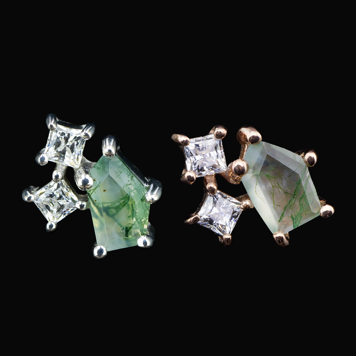 Lyra Threadless End - Moss Agate